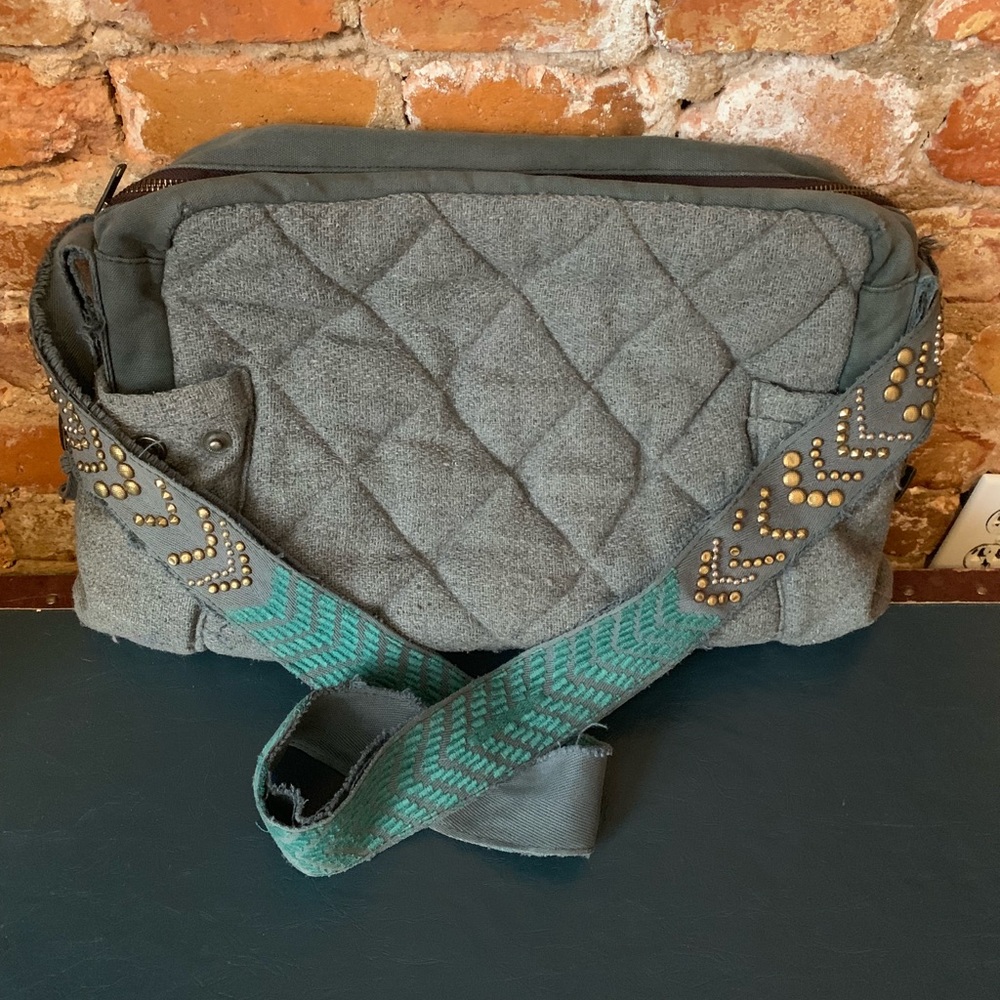 Super cute, distressed Free People messenger bag!